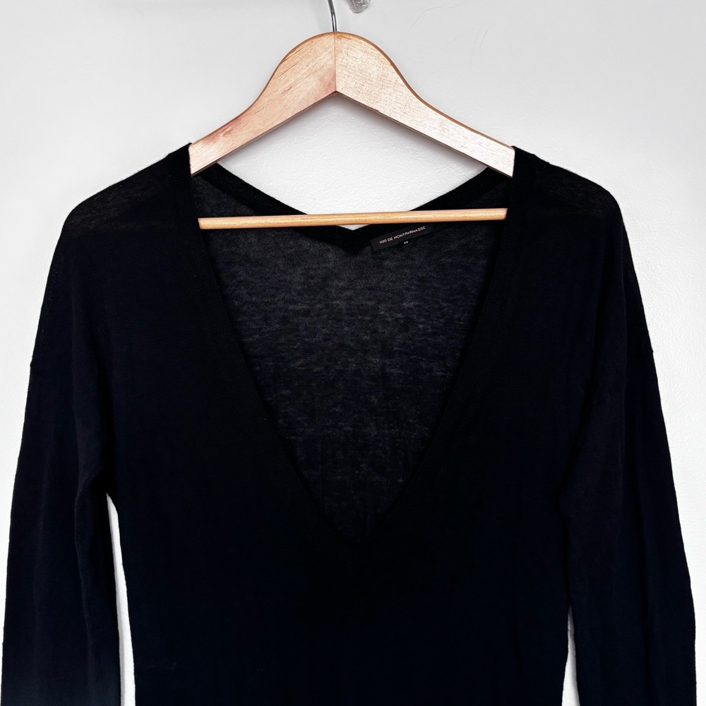 Kiki de Montparnasse Black 100% Cashmere V-neck Boyfriend Luxe Sweater Size XS - Picture 6 of 14